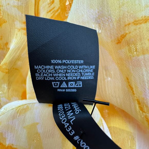 Express Abstract Watercolor Yellow Long Line Semi-Sheer Kimono Women's Size M/L - Picture 8 of 8